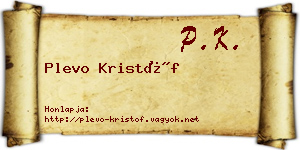 Plevo Kristóf névjegykártya